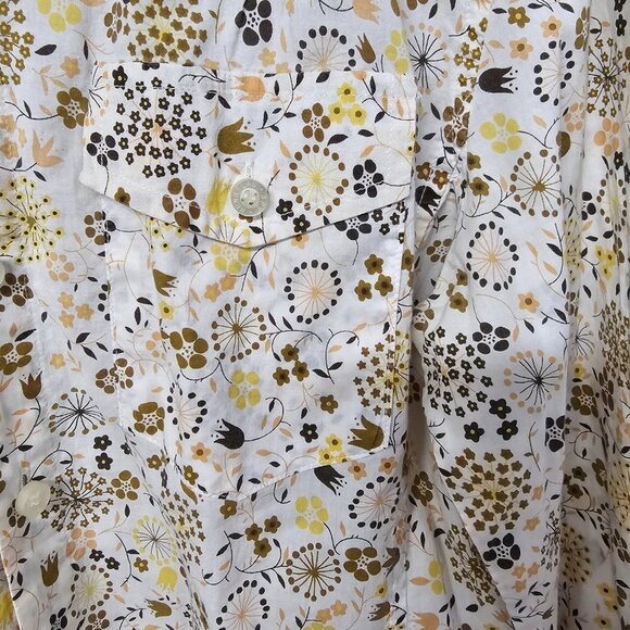 Spy Henry Lau Yellow Blue Floral Plaid Western Button Down Blouse Size L - Picture 9 of 13